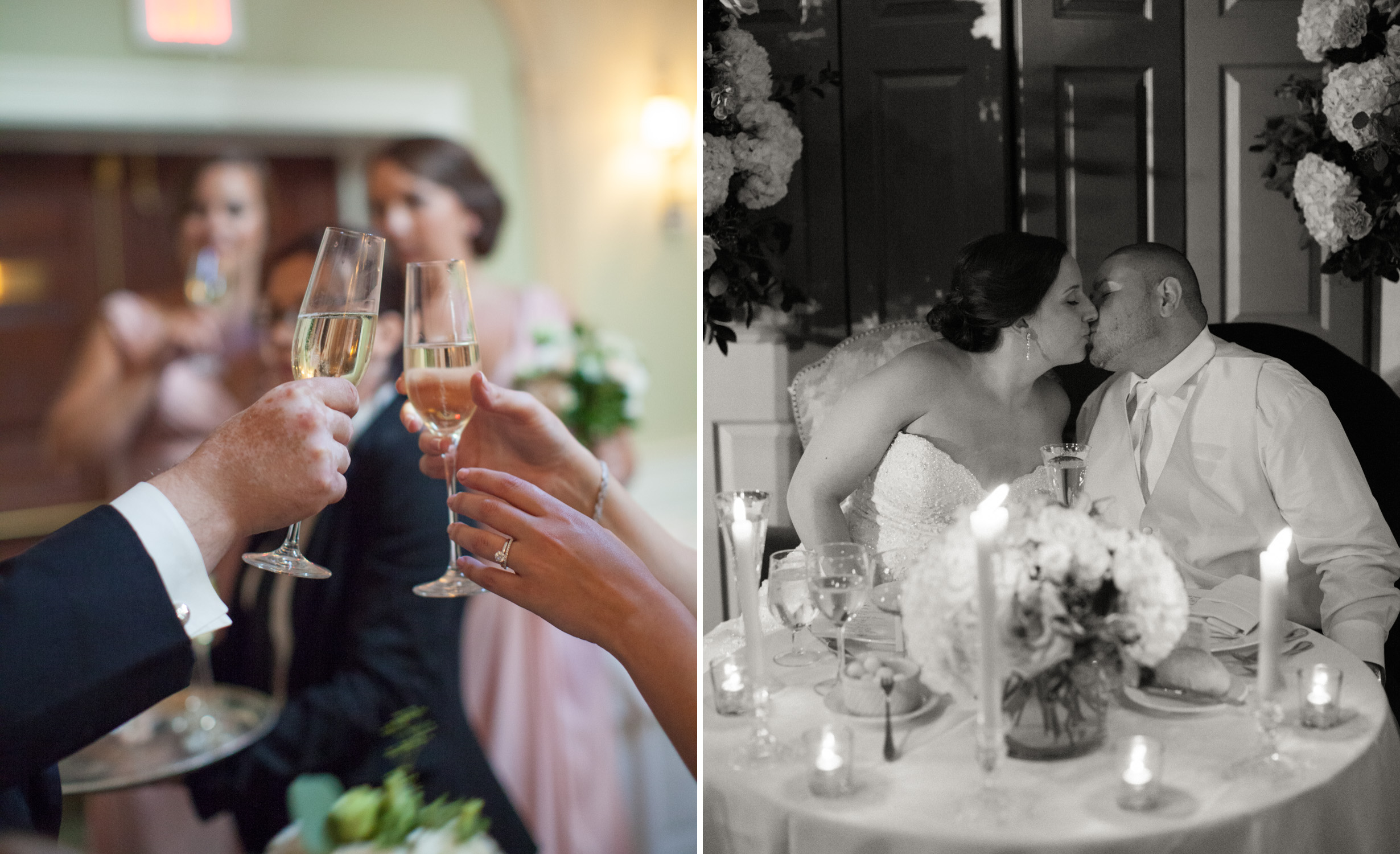 champagne-toast wedding photography at Bernards Inn