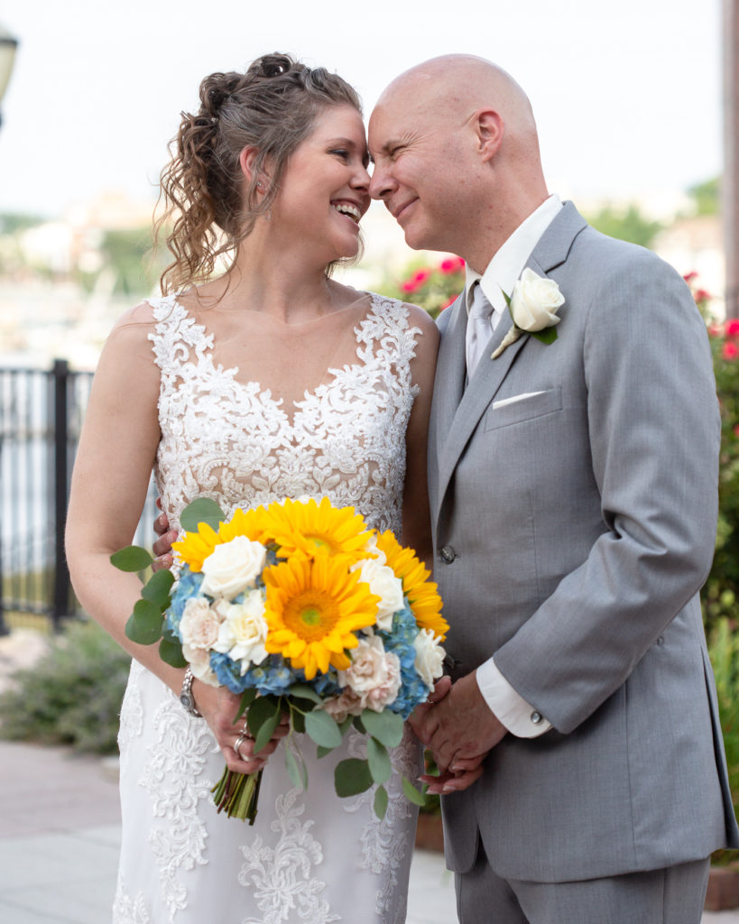 Fun bride and groom at the Molly Pitcher Inn in Red Bank, NJ photographed by Laura Billingham