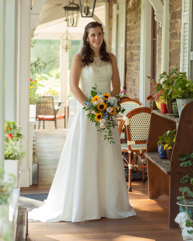 elegant bride at the Woolverton Inn in Stockton, NJ photograph by Laura Billingham