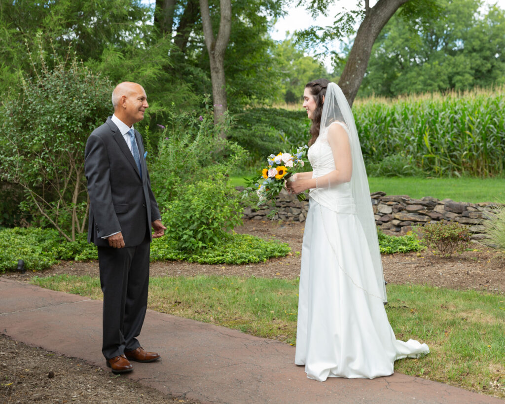 bride's first look with her dad by NJ family photographer Laura Billingham