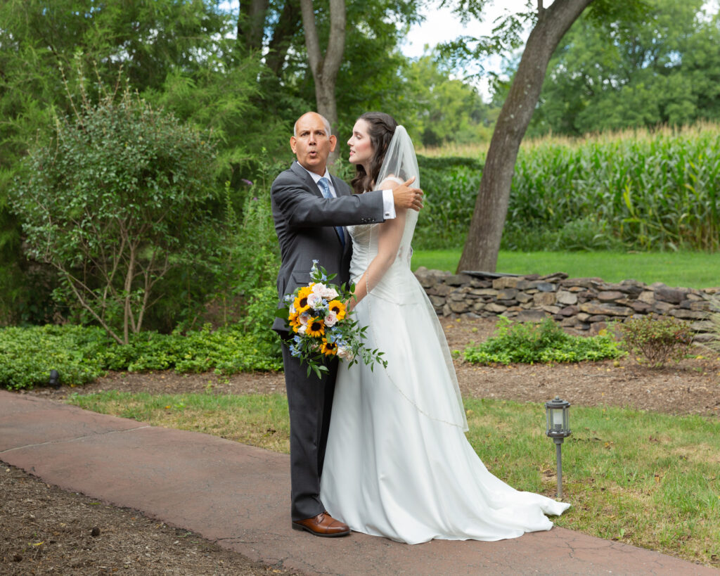 bride's first look with her dad by NJ family photographer Laura Billingham