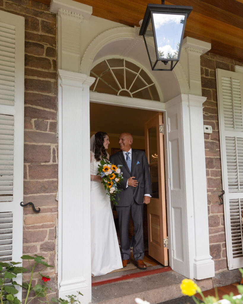 bride and her father about to walk down the aisle by NJ wedding photographer Laura Billingham