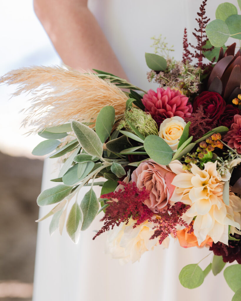 Fall wedding bouquet detail in Frenchtown, NJ photographed by Laura Billingham