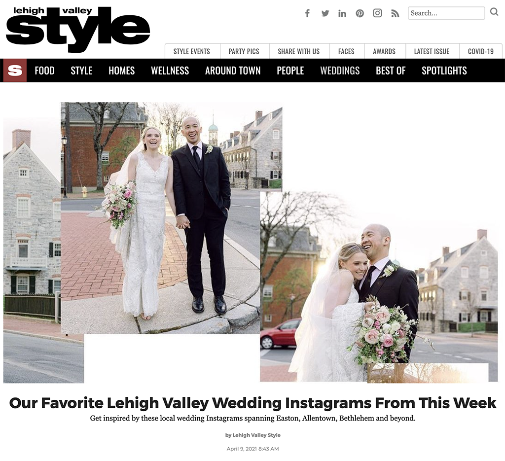 Smiling bride and groom at their elopement in Bethlehem, PA