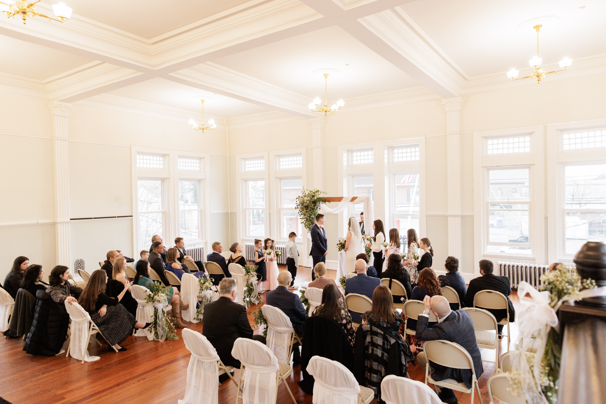 Elegant wedding ceremony at historic Old City Hall in Bordentown, NJ