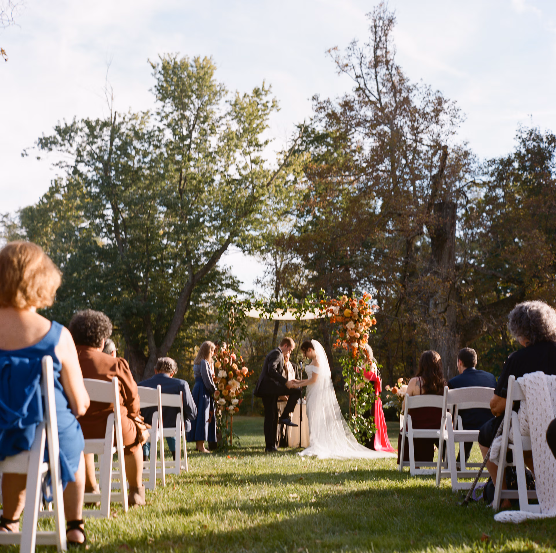 Groom smashes glass at the end of a Jewish wedding ceremony at the Woolverton Inn